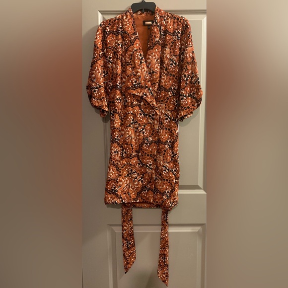 Alexia Admor Brown Abstract June Midi Sleeve Wrap Dress size 8 NWT - Picture 8 of 15